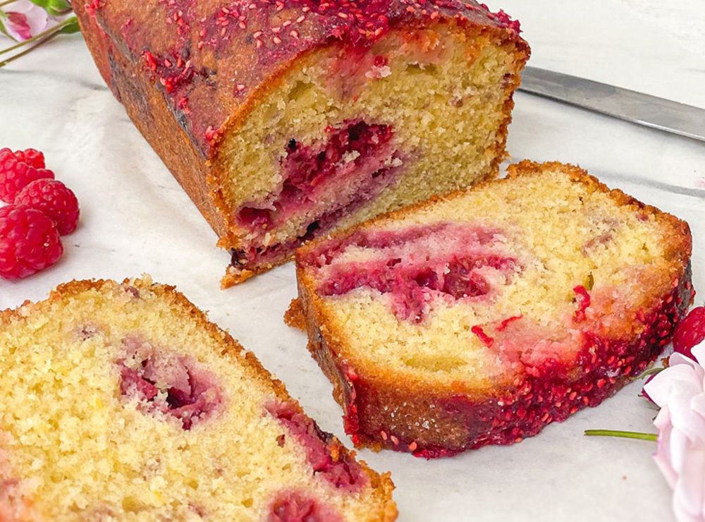 British raspberry drizzle cake