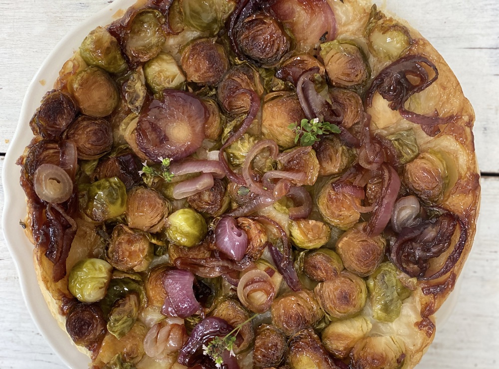 Red onion and sprout tarte tatin