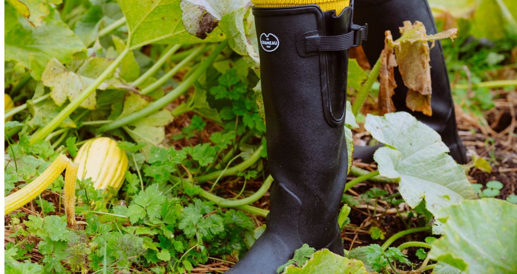 A pair of black Le Chameau wellington boots