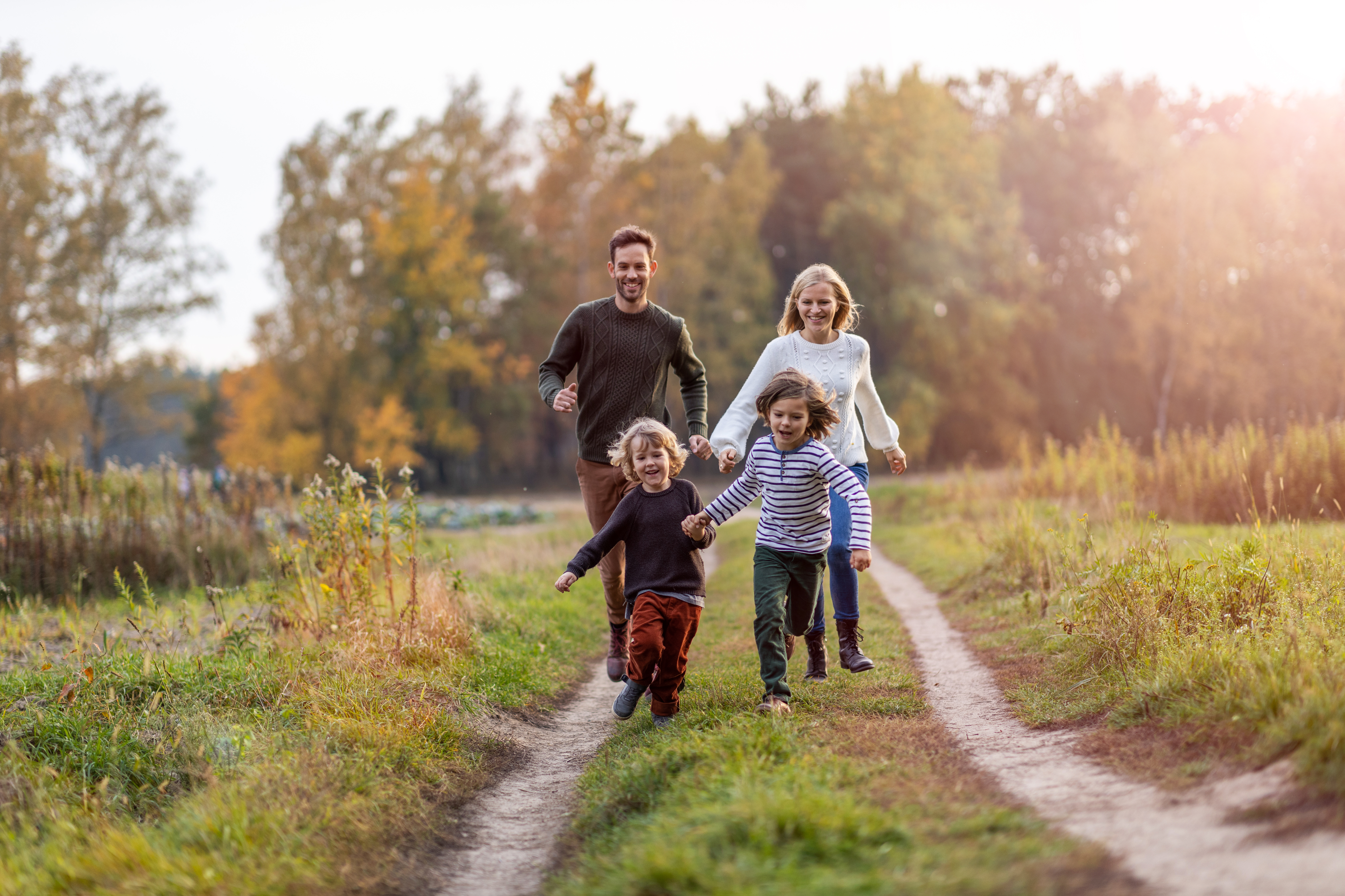 Family enjoying a walk together 