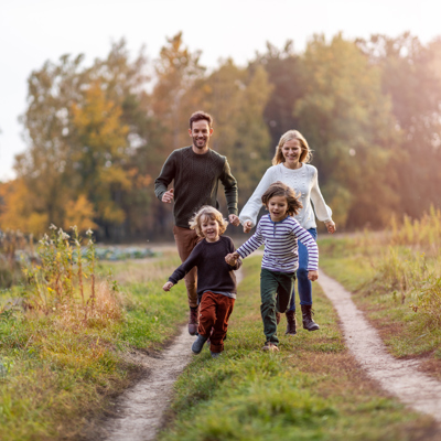 Family enjoying a walk together 