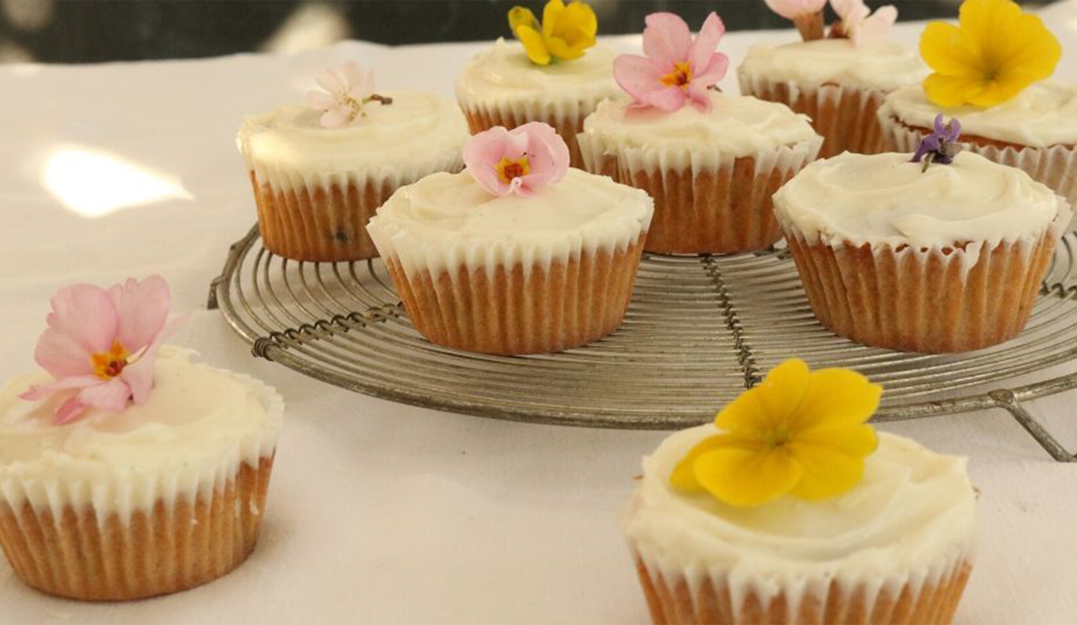 Simple spring traybake cake