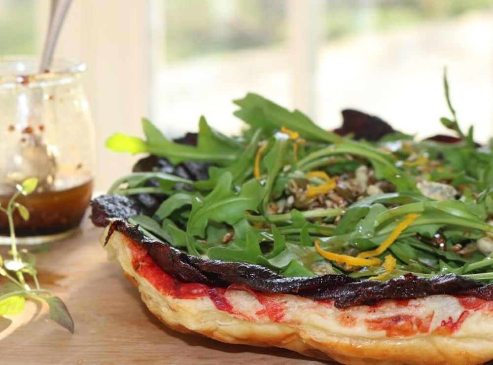 Beetroot and Stilton upside down tart