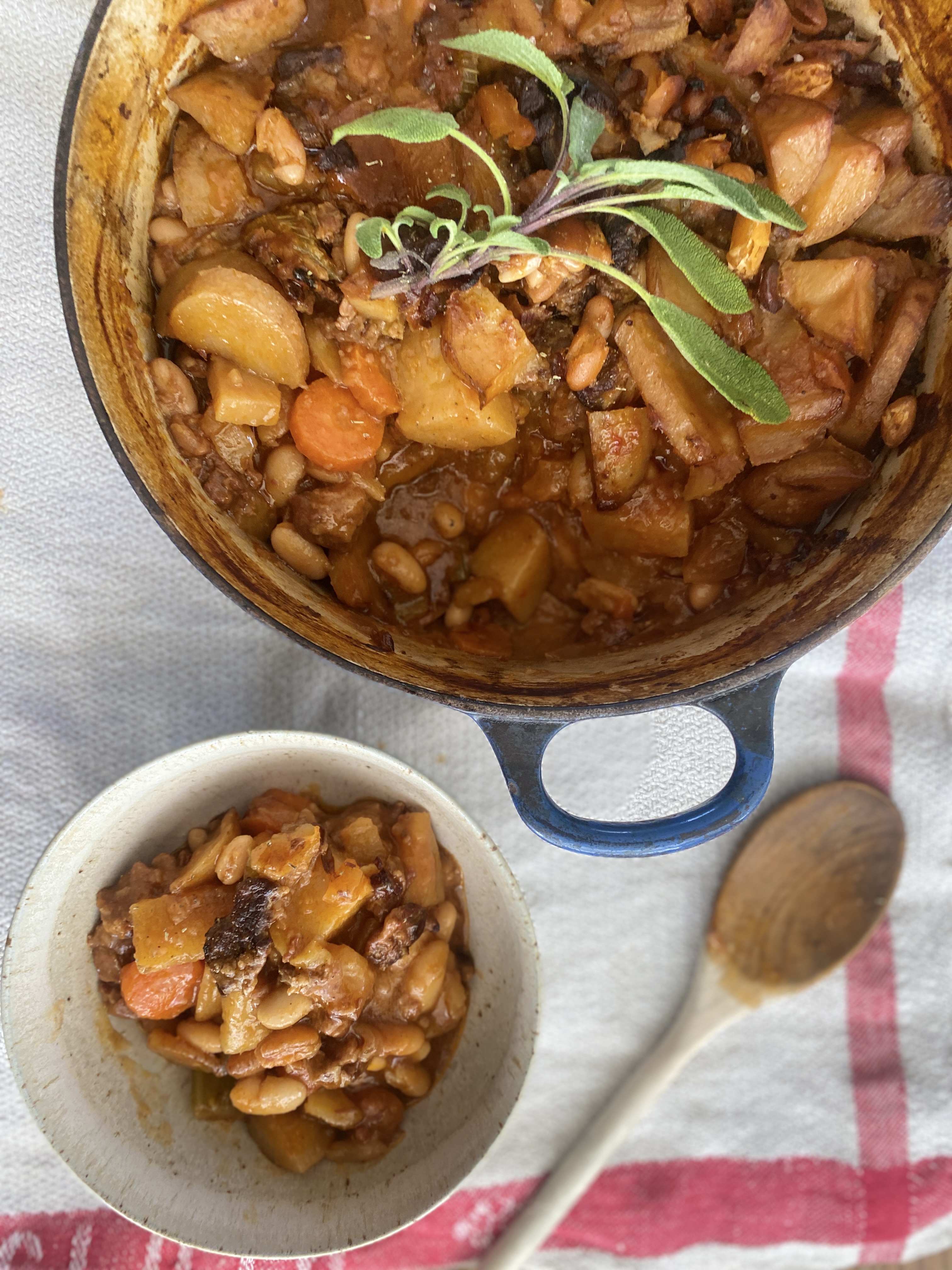 Rainy day beef, vegetable and bean stew